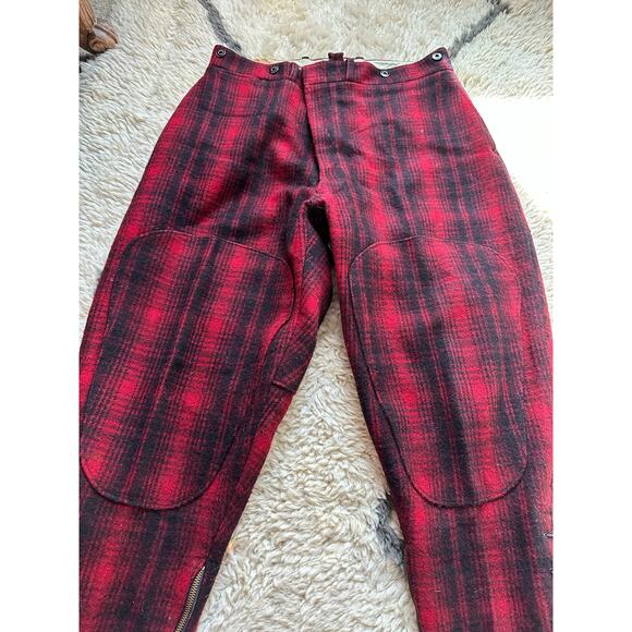 Vintage WOOLRICH Mackinaw Wool Hunting Pants Breech plaid Buffalo Oxblood USA - Picture 6 of 15